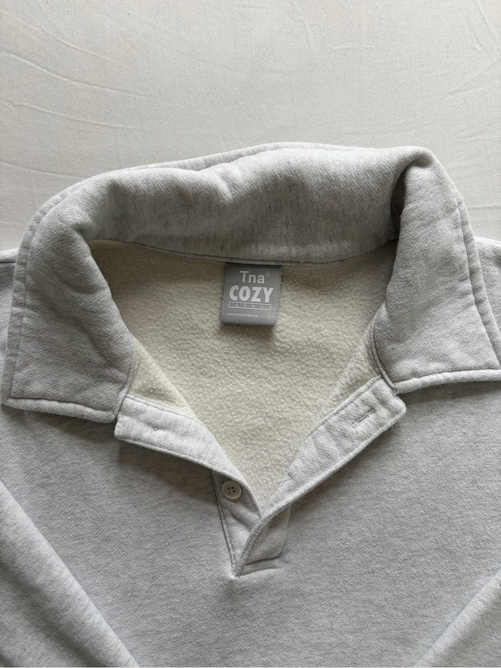 TNA Cozy Light Gray Quarter-Snap Pullover Sweatshirt - Picture 2 of 5